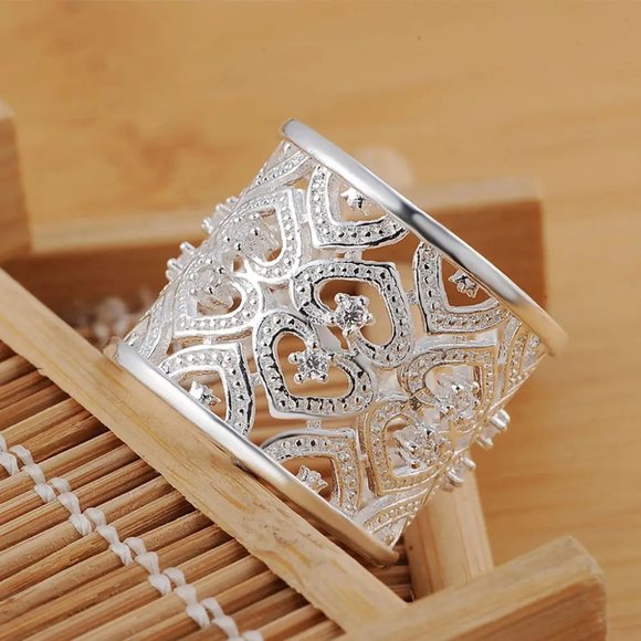 π NEW π 925 Sterling Silver Earrings Necklace And Ring Set Bundle Drop - Picture 8 of 14